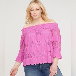 Lane Bryant Off the Shoulder Scalloped Hem Blouse Women's Size  22/24